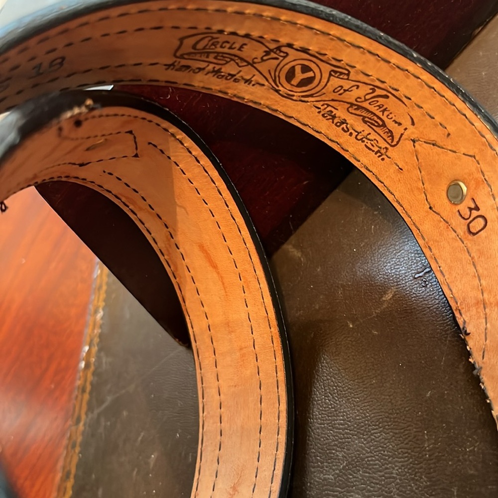Aztec Handcrafted Leather Belt in Tan with Black Edging - Picture 5 of 14